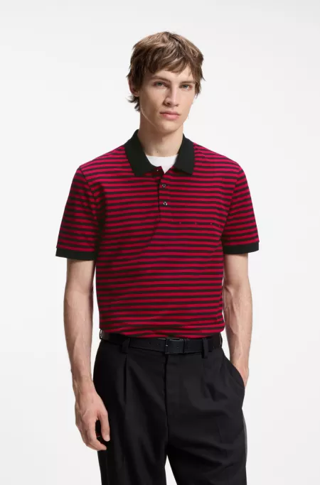 Cotton-piqué polo shirt with horizontal stripe
