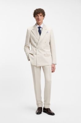 BOSS BY BECKHAM slim-fit trousers with micro pattern, Light Grey