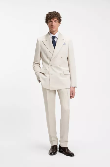 BOSS BY BECKHAM slim-fit trousers with micro pattern