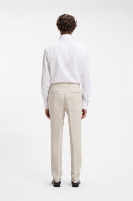 BOSS BY BECKHAM slim-fit trousers with micro pattern, Light Grey