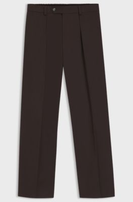 BOSS BY BECKHAM pleat-front trousers in cotton, Brown