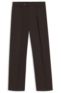 BOSS BY BECKHAM pleat-front trousers in cotton, Brown