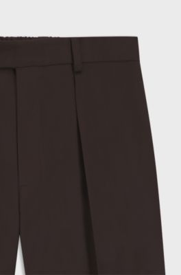 BOSS BY BECKHAM Pantaloni con pince in cotone, Marrone