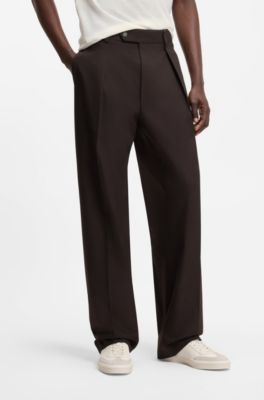 BOSS BY BECKHAM Pantaloni con pince in cotone, Marrone