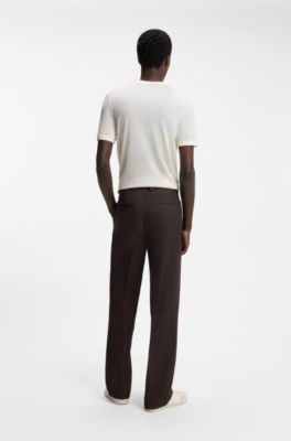 BOSS BY BECKHAM pleat-front trousers in cotton, Brown