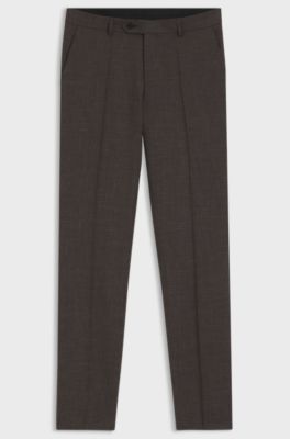 BOSS BY BECKHAM wool-blend slim-fit suit trousers, Dark Brown