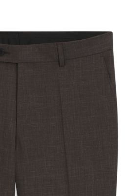 BOSS BY BECKHAM wool-blend slim-fit suit trousers, Dark Brown