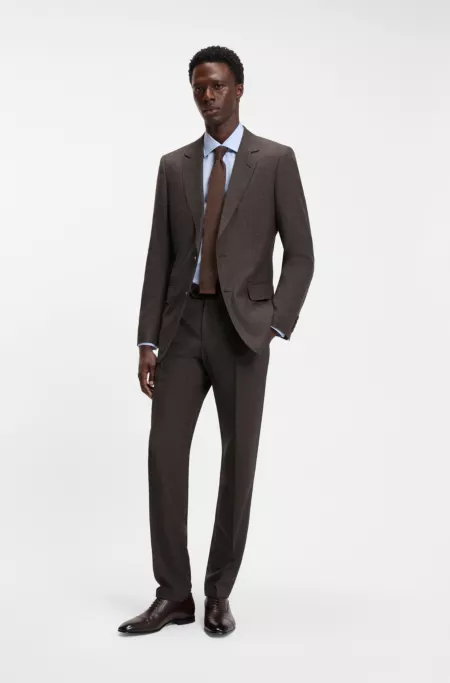 BOSS BY BECKHAM wool-blend slim-fit suit trousers