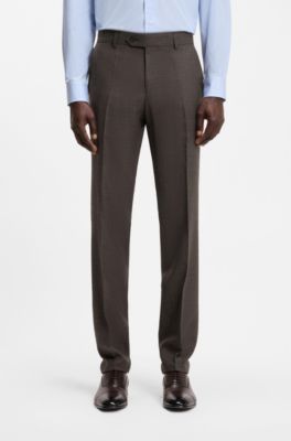 BOSS BY BECKHAM wool-blend slim-fit suit trousers, Dark Brown