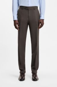 Pantaloni slim fit BOSS BY BECKHAM in misto lana, Marrone scuro