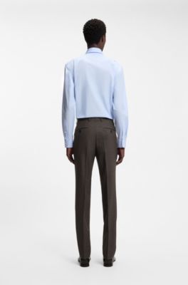 BOSS BY BECKHAM wool-blend slim-fit suit trousers, Dark Brown