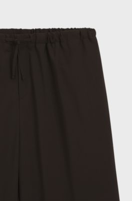 Pantalon &agrave; cordon de serrage en laine vierge BOSS BY BECKHAM, Marron