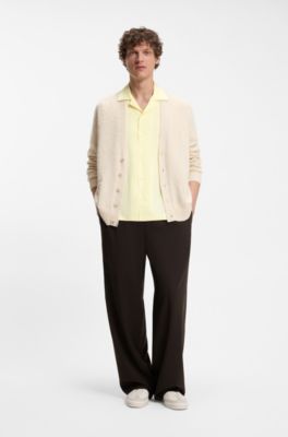 BOSS BY BECKHAM Hose mit Tunnelzug am Bund aus Schurwolle, Braun