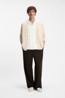 BOSS BY BECKHAM drawstring trousers in virgin wool, Brown