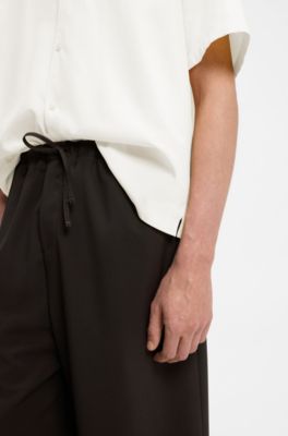 Pantalon &agrave; cordon de serrage en laine vierge BOSS BY BECKHAM, Marron