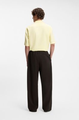 BOSS BY BECKHAM drawstring trousers in virgin wool, Brown