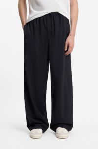 BOSS BY BECKHAM Hose mit Tunnelzug am Bund aus Schurwolle, Dunkelblau