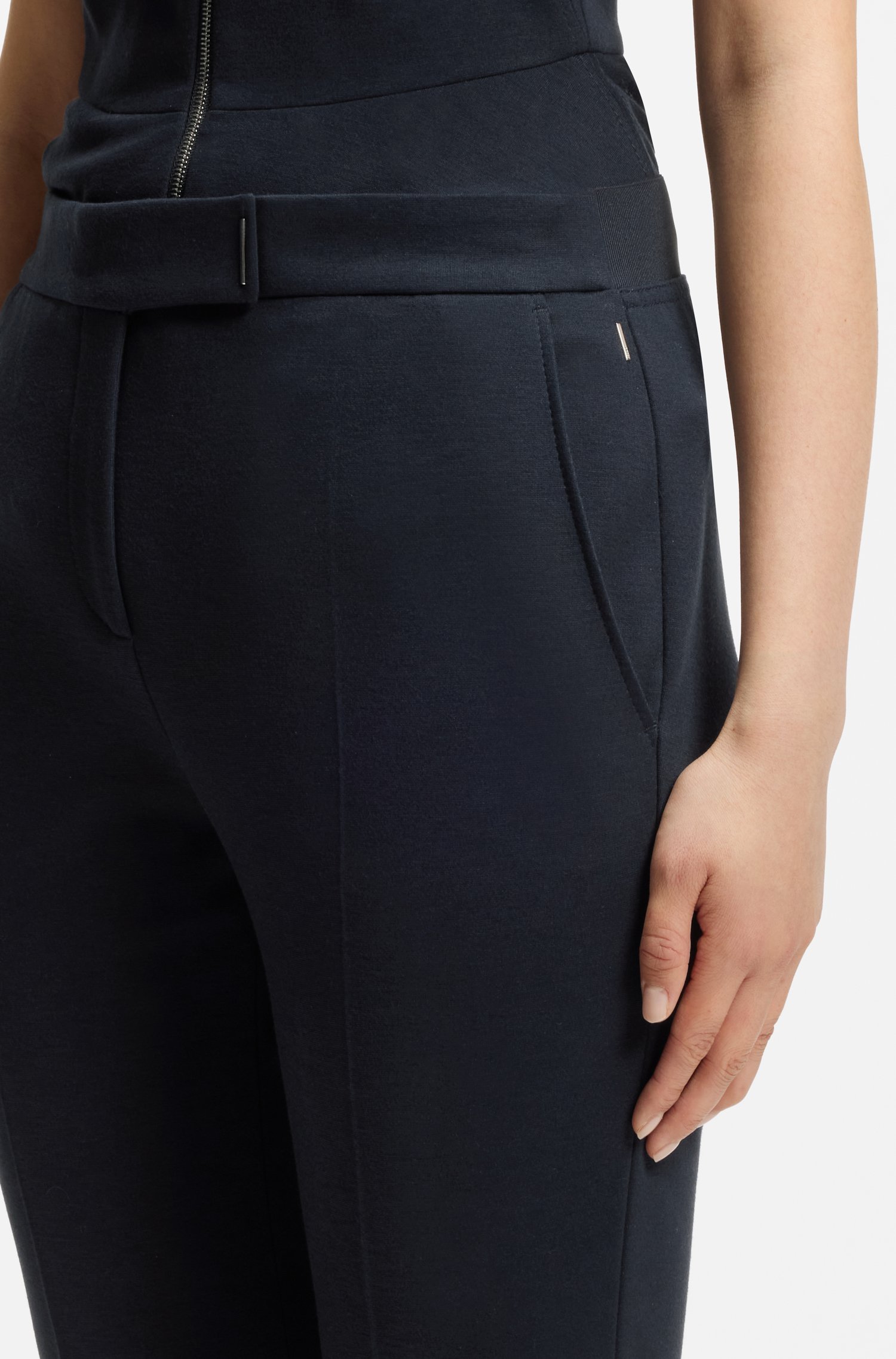 Boss Flared-fit cropped trousers in wrinkle-resistant stretch fabric byxor dam – bild 3