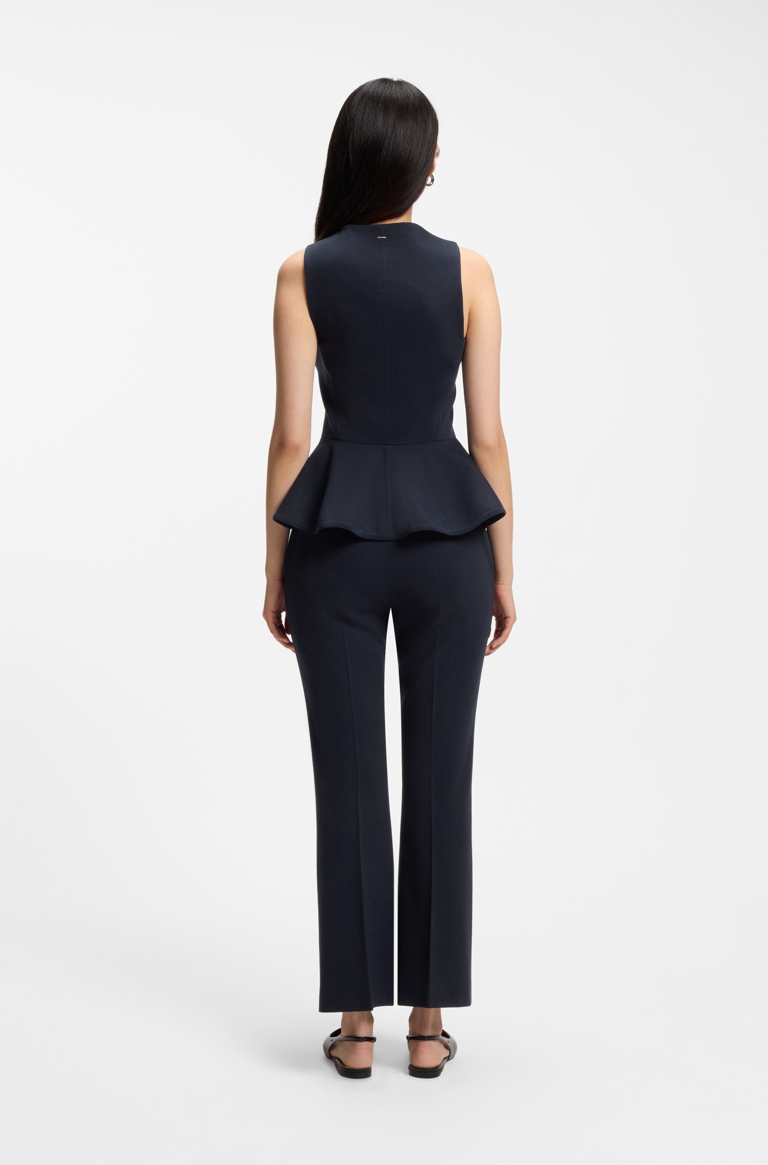 Boss Flared-fit cropped trousers in wrinkle-resistant stretch fabric byxor dam – bild 2