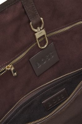 BOSS - ラフィア トートバッグ レザーディテール - ベージュ
