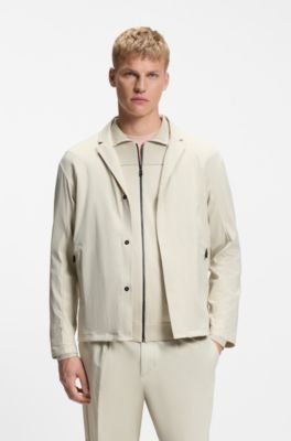 Regular-fit jacket in water-repellent stretch fabric, Light Beige