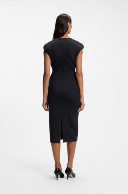 Vestito aderente con rifiniture in gros-grain, Blu scuro