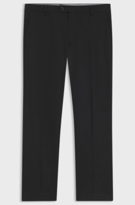 Straight-fit trousers in Italian stretch cotton, Black