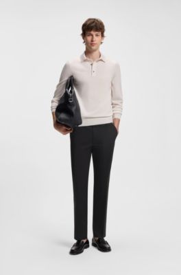 Straight-fit trousers in Italian stretch cotton, Black