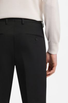Straight-fit trousers in Italian stretch cotton, Black