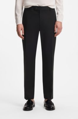 Straight-fit trousers in Italian stretch cotton, Black