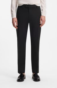 Straight-fit trousers in Italian stretch cotton, Black