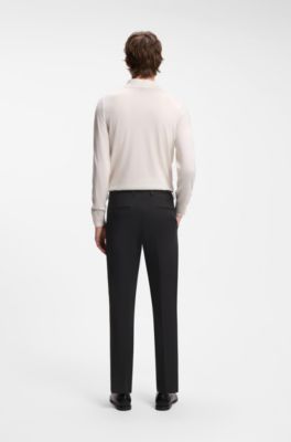 Straight-fit trousers in Italian stretch cotton, Black