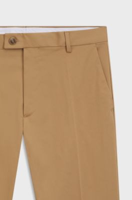 BOSS ONE Straight-fit trousers in Italian stretch cotton, Beige