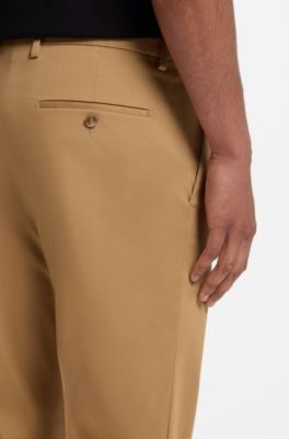 BOSS ONE Straight-fit trousers in Italian stretch cotton, Beige