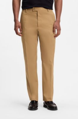 BOSS ONE Straight-fit trousers in Italian stretch cotton, Beige