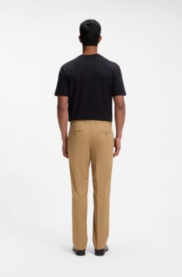 BOSS ONE Straight-fit trousers in Italian stretch cotton, Beige