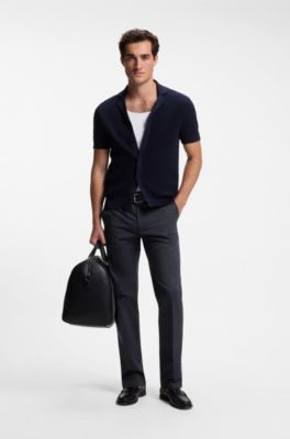 BOSS ONE Straight-fit trousers in Italian stretch cotton, Dark Blue