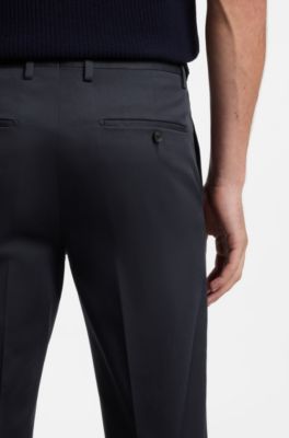 BOSS ONE Straight-fit trousers in Italian stretch cotton, Dark Blue