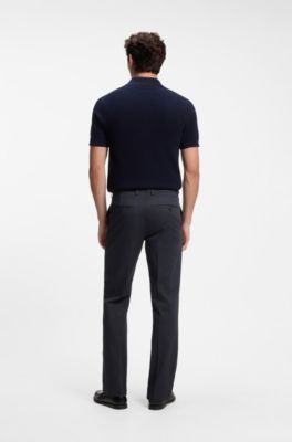 BOSS ONE Straight-fit trousers in Italian stretch cotton, Dark Blue