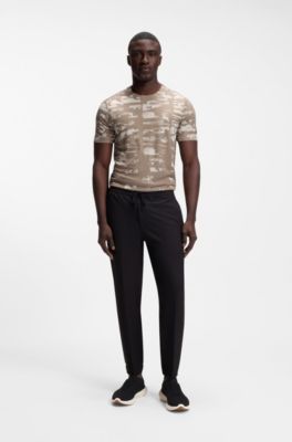 BOSS-MOTION-sneakers med stickad ovandel och l&auml;derdetaljer, Svart