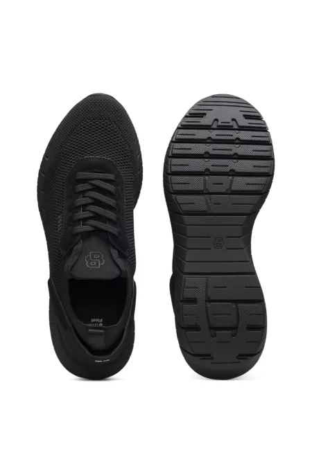BOSS-MOTION trainers with knitted uppers and leather trims