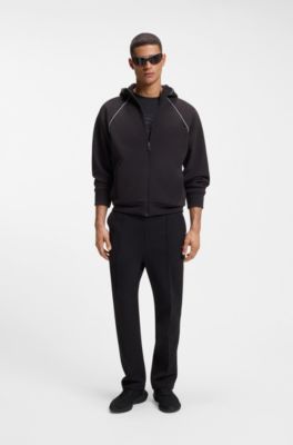 BOSS-MOTION trainers with knitted uppers and leather trims, Black