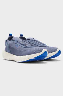 BOSS-MOTION trainers with knitted uppers and leather trims, Light Grey