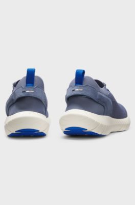 BOSS-MOTION trainers with knitted uppers and leather trims, Light Grey