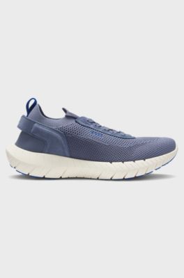 BOSS-MOTION trainers with knitted uppers and leather trims, Light Grey