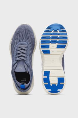 BOSS-MOTION trainers with knitted uppers and leather trims, Light Grey