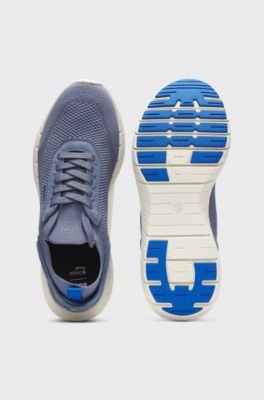 BOSS-MOTION trainers with knitted uppers and leather trims, Light Grey