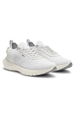 BOSS-MOTION trainers with knitted uppers and leather trims