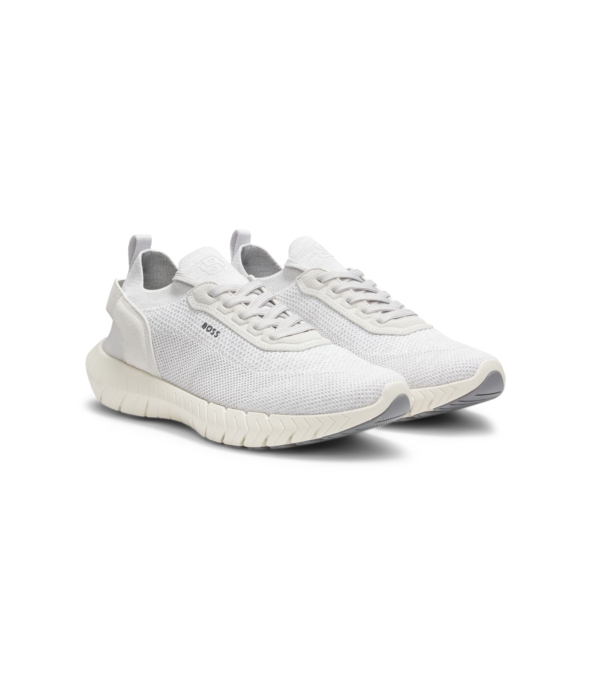 BOSS-MOTION Sneakers aus Strick mit Leder-Details