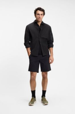 Sneakers van BOSS-MOTION met gebreide bovenzijde en leren details, Olijf